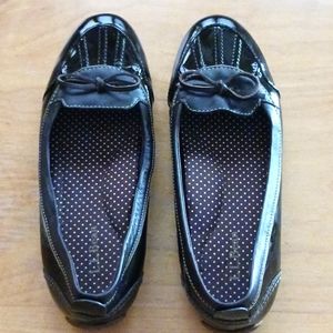 L.L. Bean Chocolate Brown Patent & Leather Rain Shoes Size 7 1/2M EUC